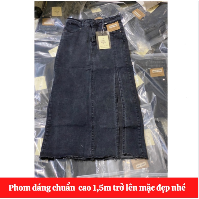 Chân Váy Denim Lưng Cao Xẻ Tà Quyến Rũ Cho Nữ | BigBuy360 - bigbuy360.vn