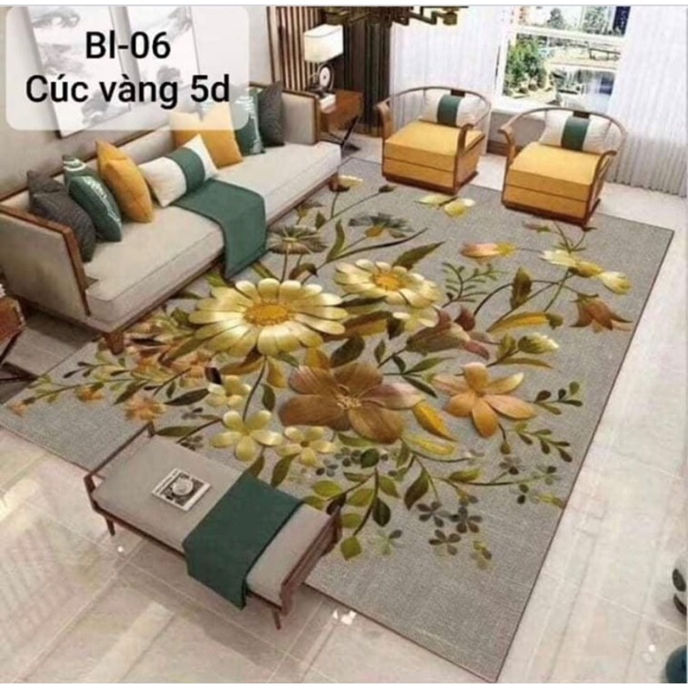 (Tăng 1 khăn lau đa năng)Thảm trải sàn Sofa trang trí phòng khách Bali 1m6x2m3 in 3D Nhung nỉ lì cao cấp