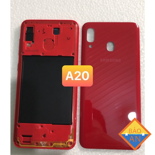 bộ vỏ samsung a20 ( gòm sườn.lưng.phím bấn. kính cam)