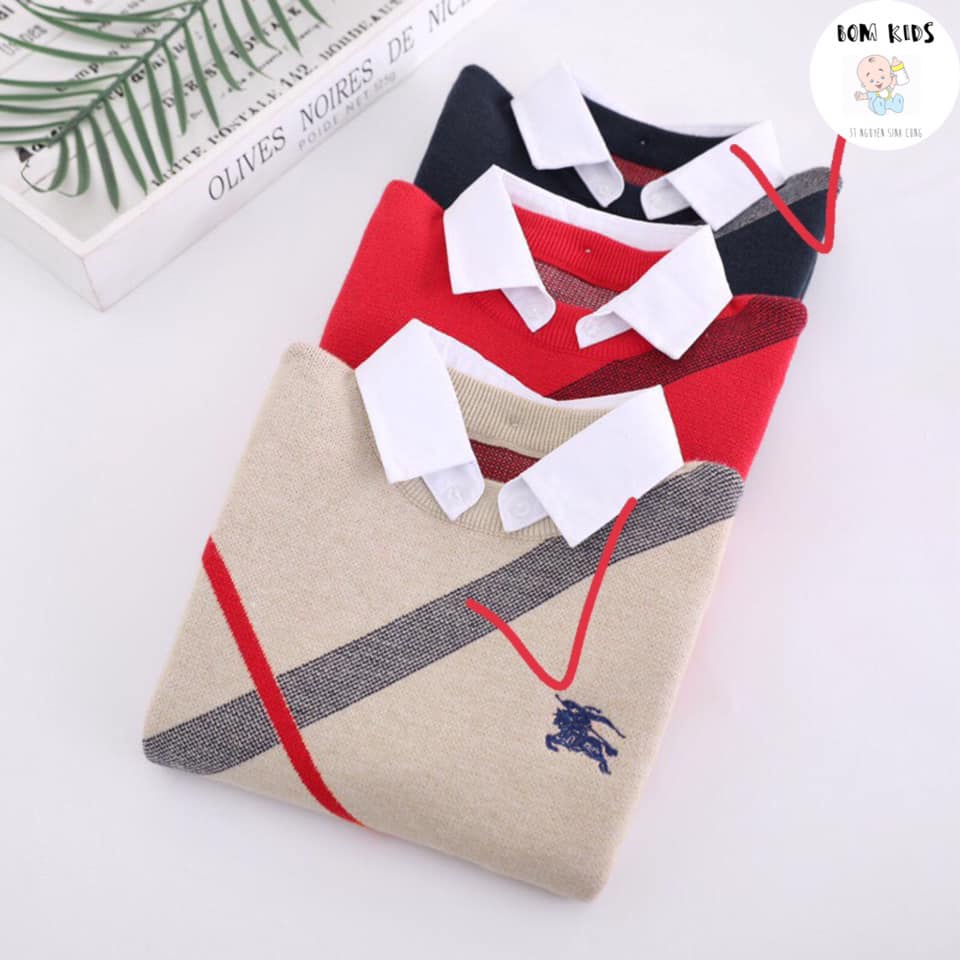 ÁO LEN PHỐI CỔ SƠ MI CHO BÉ TRAI