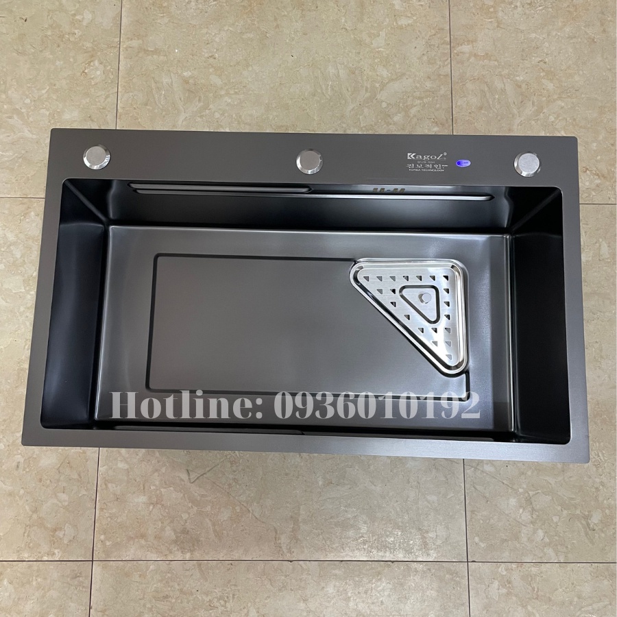 [ HÀNG CHÍNH HÃNG ] Chậu rửa bát 1 hố nano đen Kagol 7545 (75x45cm) [BẢO HÀNH 5 NĂM]