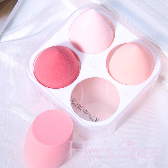 Set 4 Mút Tán Nền Siêu Mướt Mịn - Bông Mút Trang Điểm Đánh Kem Nền Mỏng Nhẹ Trong Veo
