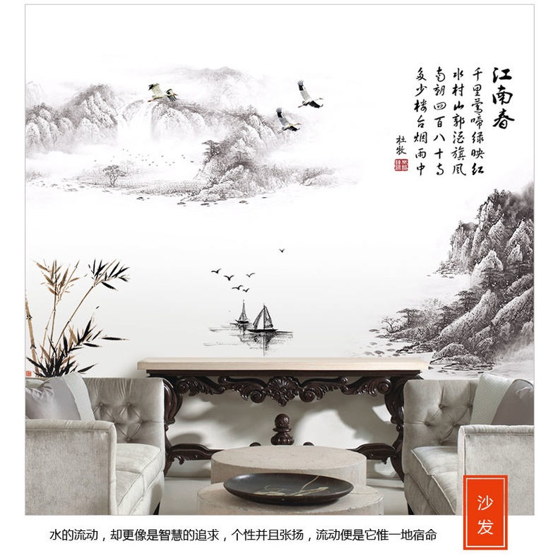 Tranh kép dán tường Cảnh sắc non sông, Decal phong cảnh trang trí KT 150x95cm
