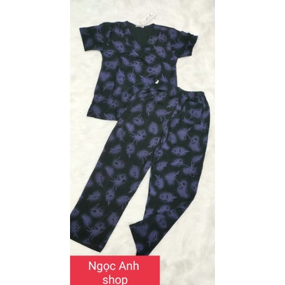 Bộ tay ngắn quần dài thun solen nhung dành cho người lớn tuổi