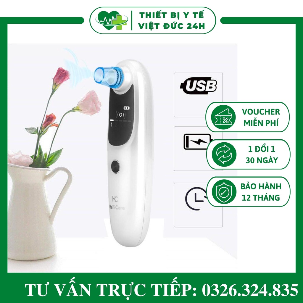 Máy Hút Mụn Cám Mụn Đầu Đen Mụn Trứng Cá Sợi Bã Nhờn Haili CareVới Chế Độ Rung Massage Với Tần Số 400 lần/ s