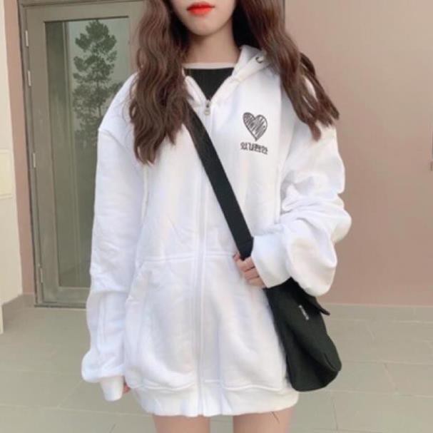 Áo khoác unisex form rộng Nỉ Hàn Quốc Heart nam nữ duyên dáng KMG