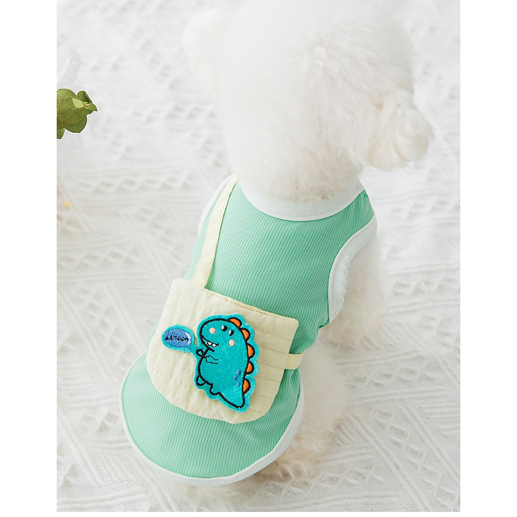 áo ba lỗ giả túi khủng long cho chó mèo