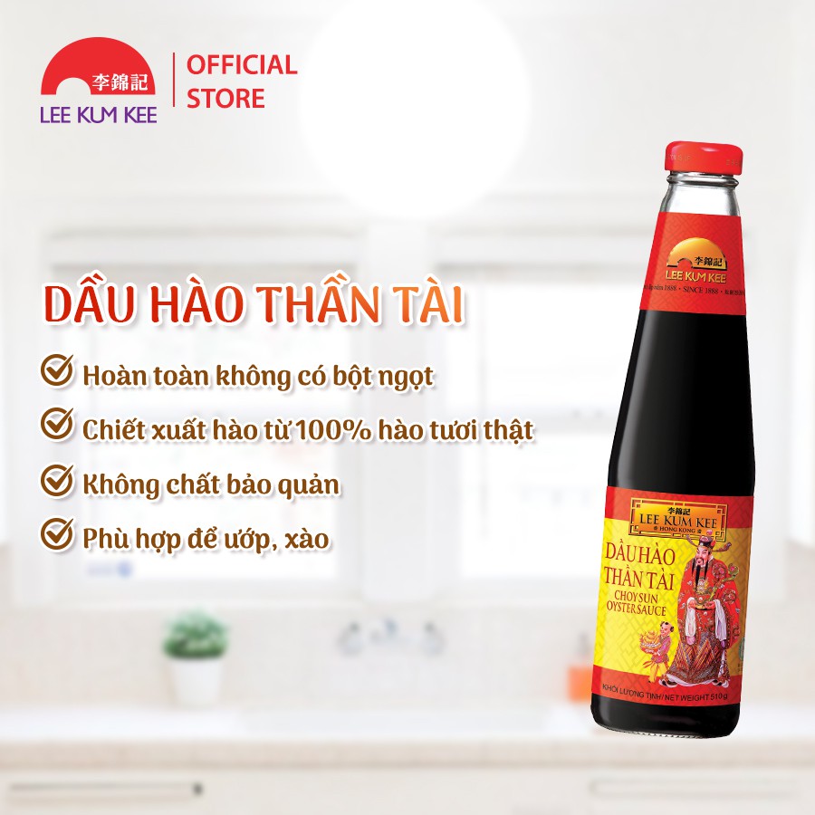 Dầu hào Lee Kum Kee Choy Sun Oyster Sauce (Combo 2 chai 255g) hiệu thần tài với chiết xuất hào chọn lọc không bột ngọt