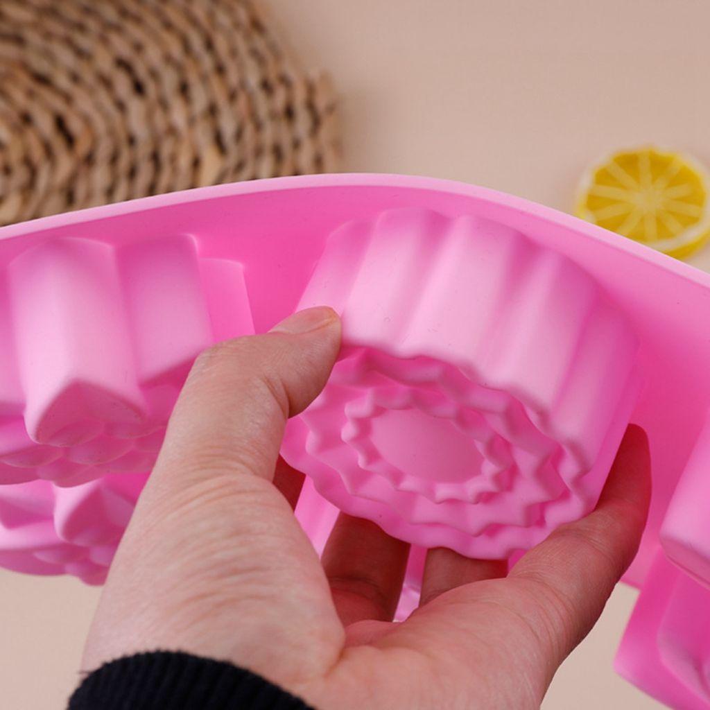 Khuôn Làm Bánh Trung Thu / Thạch Rau Câu 6 Ngăn Hình Hoa 3D Bằng Silicone