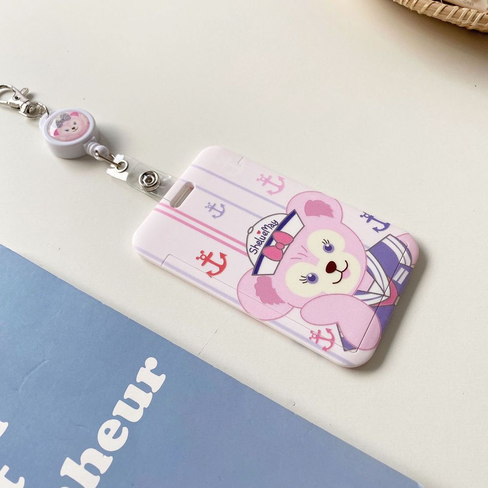 Bao đựng thẻ xe bus/thẻ ID/thẻ ngân hàng họa tiết hoạt hình Stitch có móc khóa dây thu gọn được tiện lợi cho nữ sinh