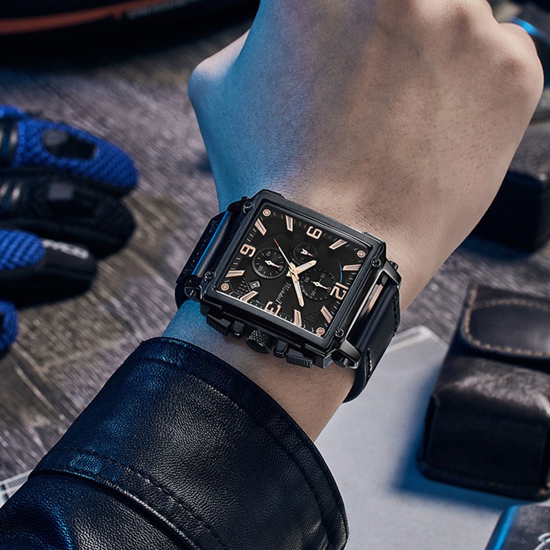 Đồng hồ nam chính hãng WISHDOIT dây da cao cấp mặt vuông thời trang chạy full kim đẹp giá rẻ | BigBuy360 - bigbuy360.vn