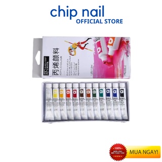 Bột vẽ cọ bản nail tôn ngộ không sét 12 màu