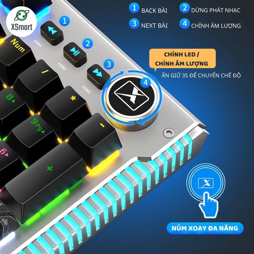 Bàn Phím Cơ Gaming Mẫu Mới K968 SUPER GAME 2021 Có 25 Chế Độ Led Đổi Màu Keycap Siêu Xịn, Tương Thích Máy Tính PC LAPTOP