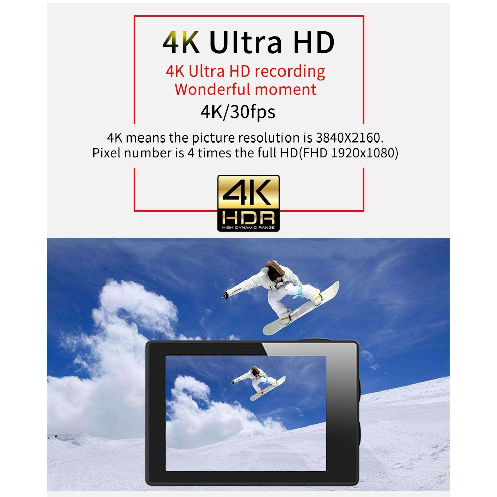 Máy quay video TPS LCP 4K Ultra HD 5.08 cm FHD 1080P DV UHD Action Wi-Fi góc rộng cho Go Deportiva Pro | BigBuy360 - bigbuy360.vn