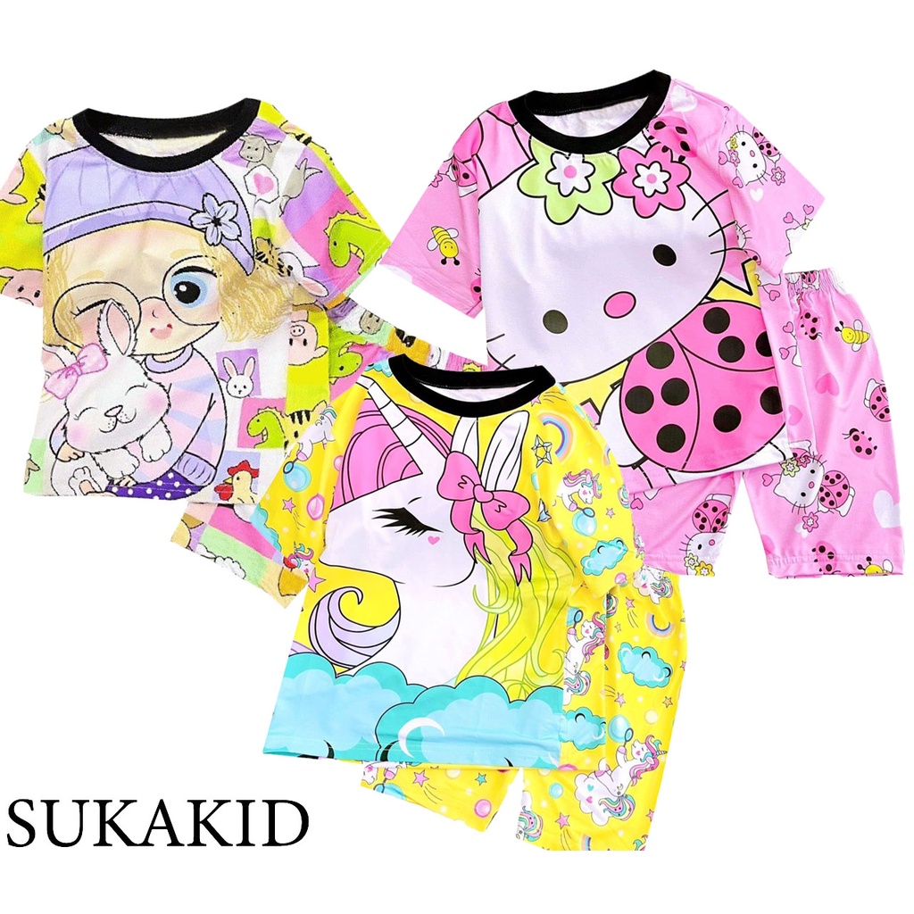 Đồ bộ bé gái hình in 3D chất liệu thoáng mát mềm mịn co hình mèo bọ,ngựa nơ ,gái thỏ 6kg đên 40kg.GN04.