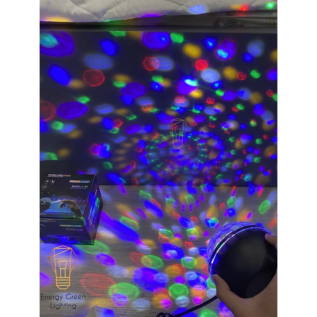 Đèn LED Energy Green Lighting Sân Khấu Pha Lê Mini RGB L-X6 - Chuyển Động Đa Màu Sắc - Cảm Ứng Nháy Theo Điệu Nhạc
