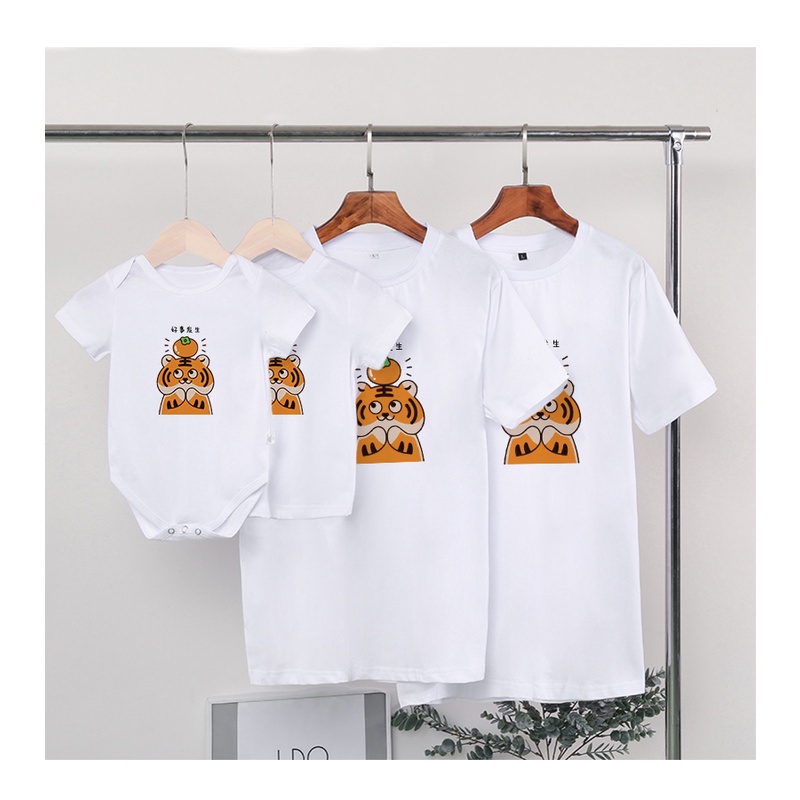 Áo Gia Đình Familylove -mẫu Áo Đồng Phục Gia Đình Họa Tiết Hình Chú Hổ Mập  Đáng Yêu Chất Liệu Cotton 100% Co Giãn