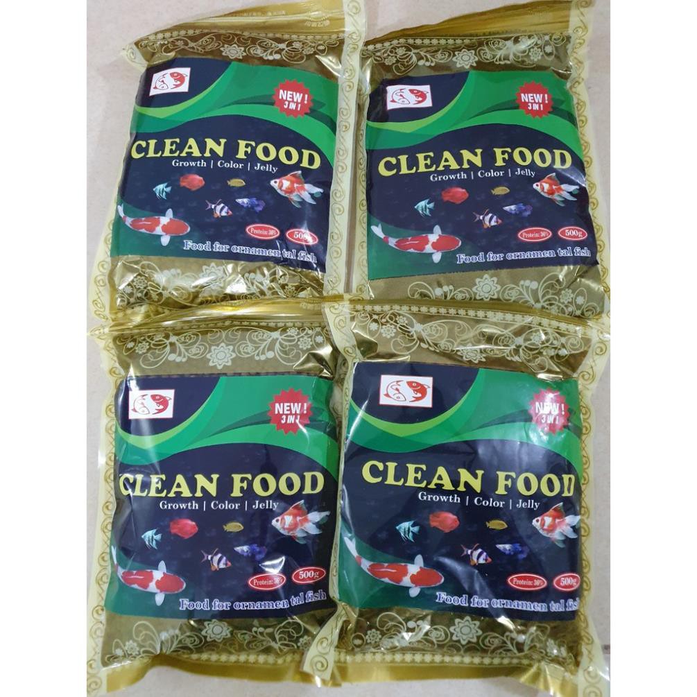Thức ăn cao cấp cho cá Koi, cá cảnh cá loại 3 trong 1 CLEAN FOOD 500g