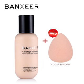 Bộ Kem Nền Dạng Lỏng + Mút BANXEER Kiềm Dầu Lâu Trôi Chất Lượng Cao 80g