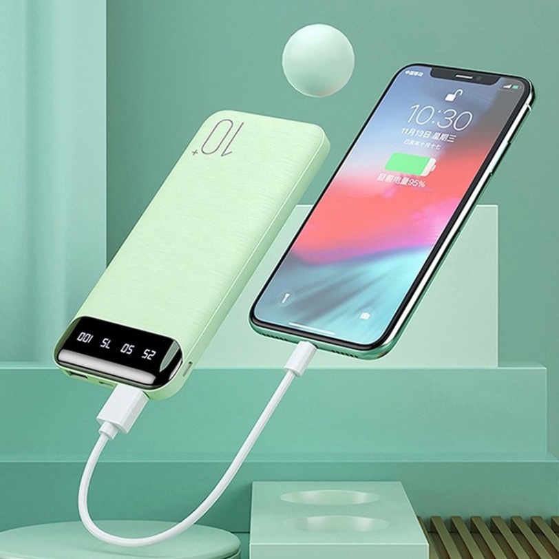 Sạc dự phòng dung lượng 10000mAh hỗ trợ sạc nhanh 2 chiều 2 cổng sạc USB pin trâu