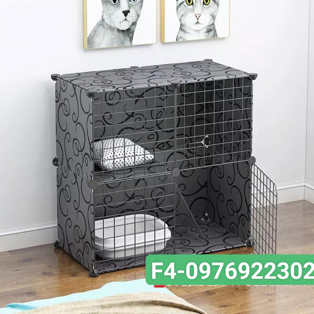 CHUỒNG MÈO GIÁ RẺ, CHUỒNG CHÓ LẮP GHÉP Chuồng quây cho pet loại kín-74x37x74