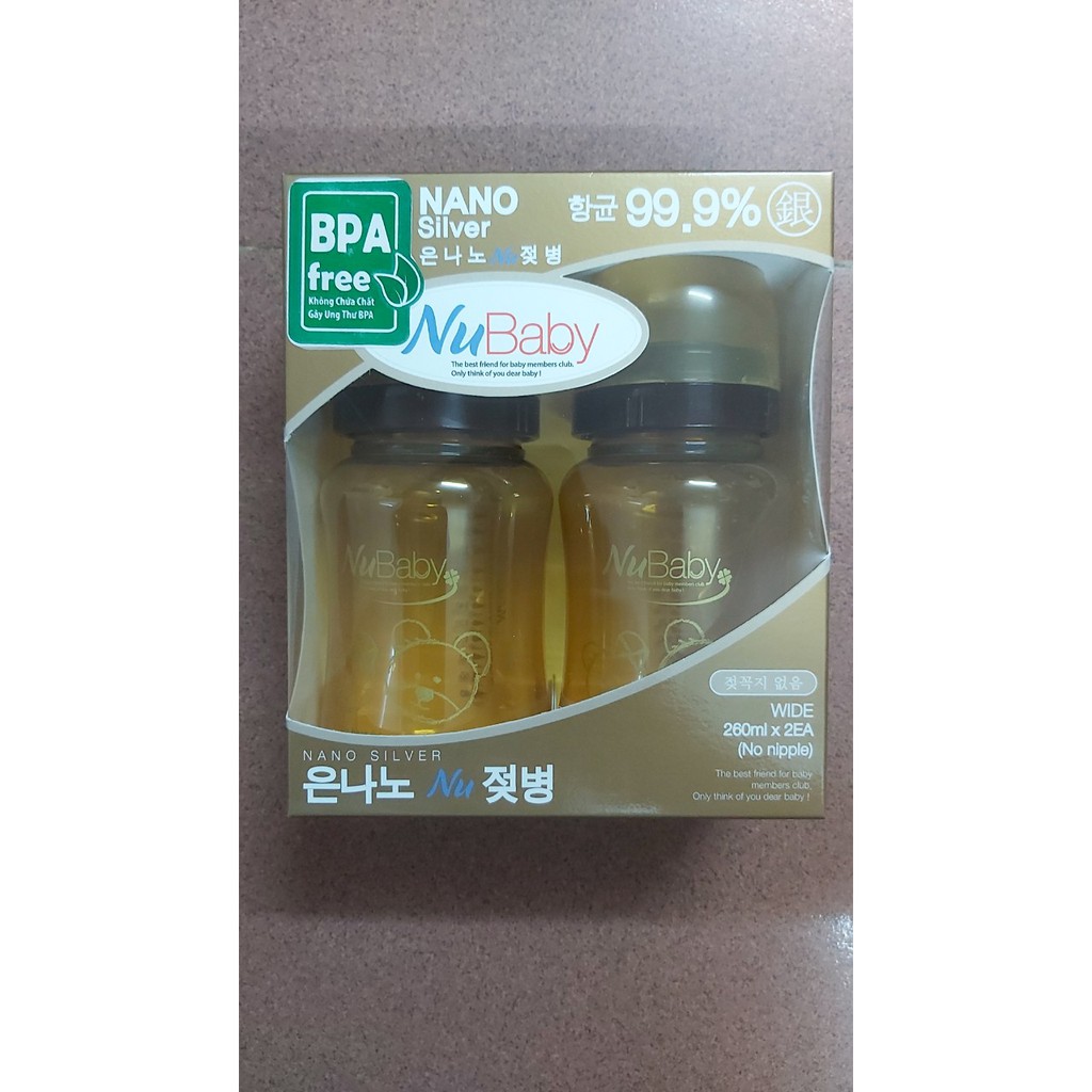 Bộ đôi bình sữa Nubaby Nano Silver 260ml