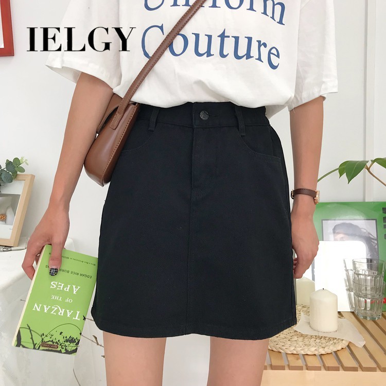 Chân váy jean IELGY dáng chữ A lưng cao dáng ôm thời trang hè cho nữ