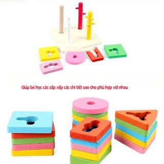 (FREE SHIP) COMBO 4 ĐỒ CHOI GỖ GIÁO DỤC SỚM