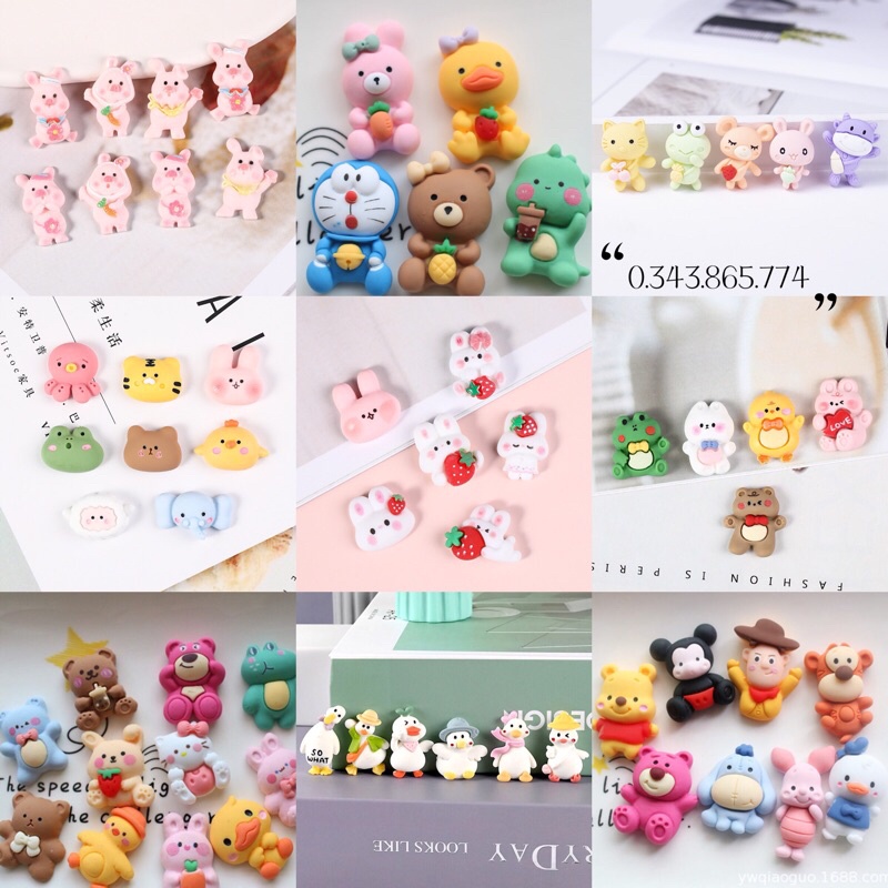 Charm Slime Nhân Vật Hoạt Hình Phụ Kiện Trang Trí Handmade DIY Cột Tóc Ốp ĐT