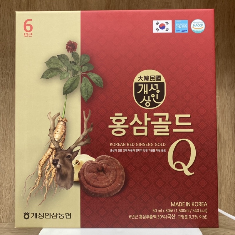 Nước Tinh Chất Hồng Sâm Nhung Hươu Linh Chi Gold Q Hàn Quốc Hộp 30 Gói X 50ml