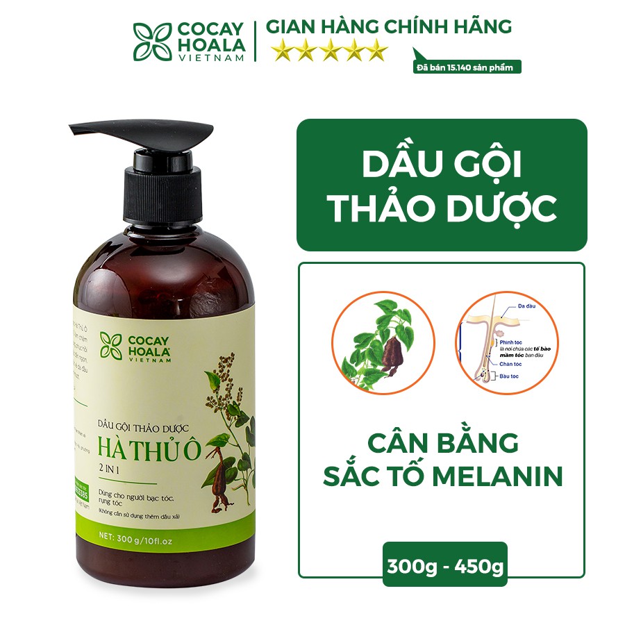 Dầu Gội Hà Thủ Ô COCAYHOALA VIETNAM - Kích Thích Sắc Tố Mầm Tóc - Dung tích 300g
