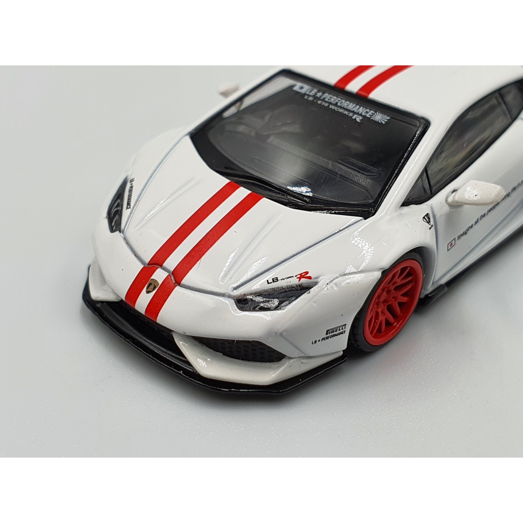 Xe Mô Hình Lamborghini Huracan LB*Works 1:64 MiniGT ( Trắng Mâm Đỏ )