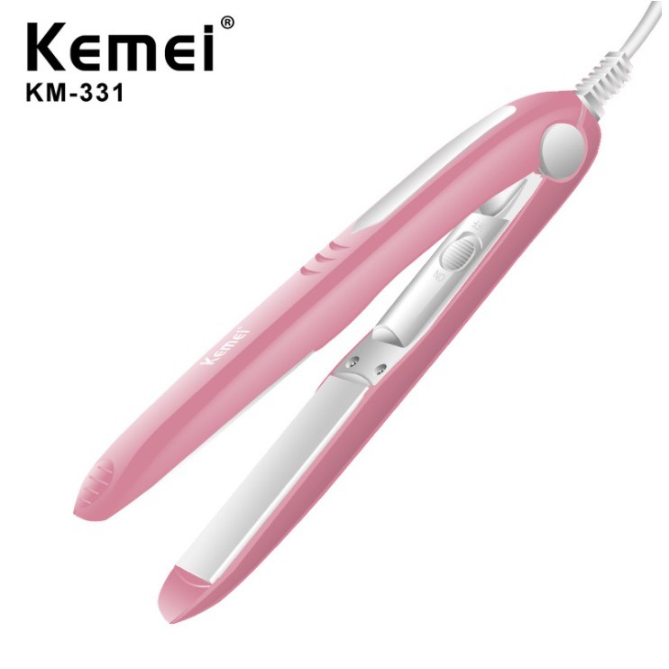 Máy Kẹp Tóc Mini Phủ gốm Cao Cấp Tiện Lợi Du Lịch Nhỏ Gọn Kemei Km 331