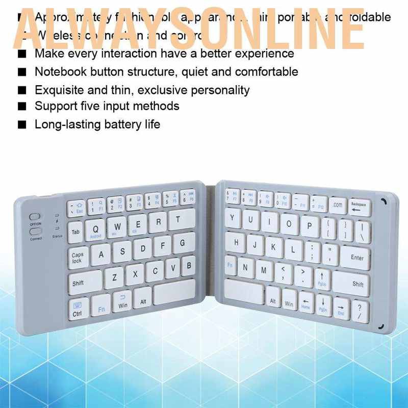 Alwaysonline Foldable Bluetooth3.0 Keyboard  Folding Portable Ultra Thin Wireless Rechargeable for IOS / Android Windows Phone Laptop Computer
