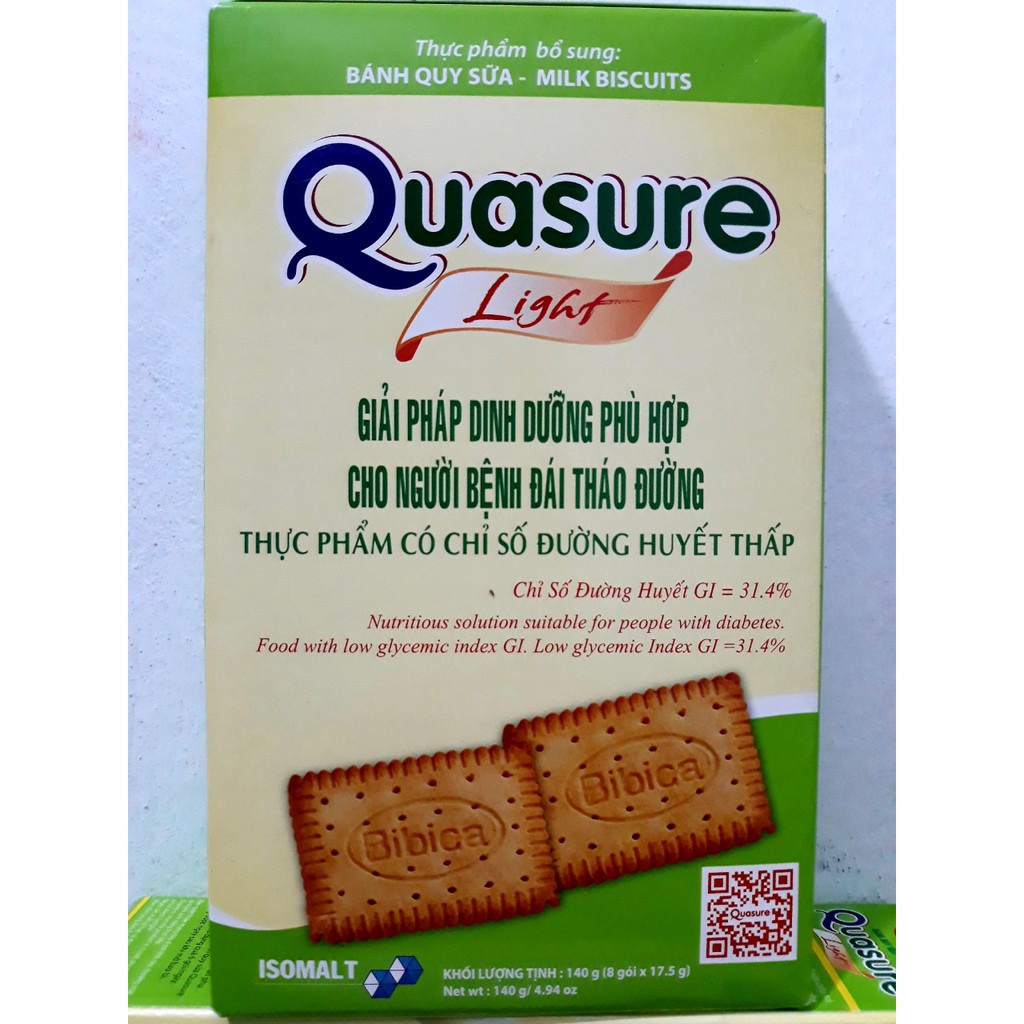 Bánh Quy Quasure Light Sữa hộp 140 gram Bibica - thực phẩm dành cho người ăn kiêng, tiểu đường
