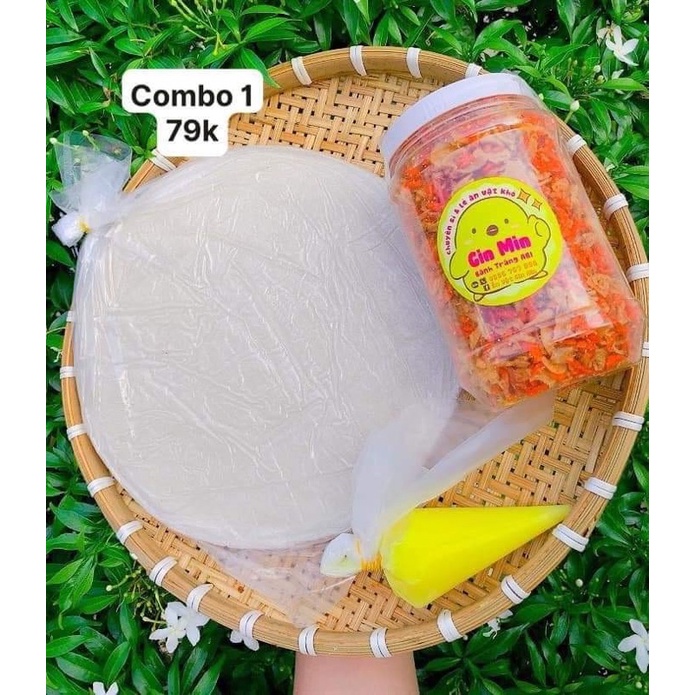 Combo bánh tráng phơi sương + muối tôm hành phi
