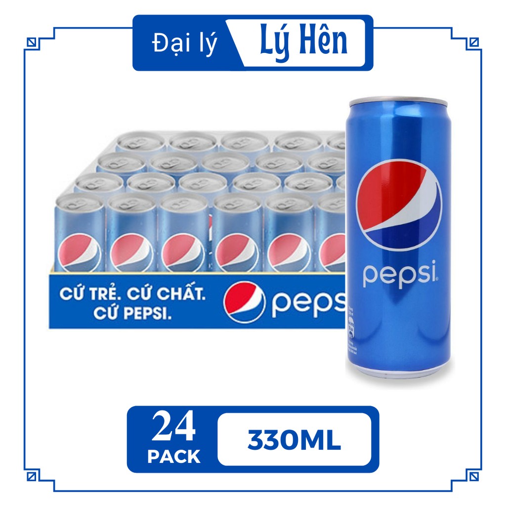 Thùng 24 Lon Nước Ngọt Có Gas Pepsi Cola Soft Drink Lon 330ml Date Luôn Mới