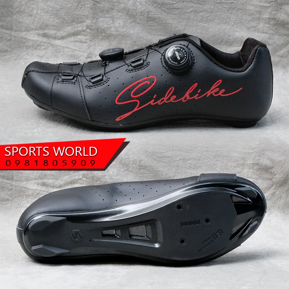 Giày can đạp xe, 2 khóa vặn, dòng Road - SIDEBIKE SD-019-BLACK-RED
