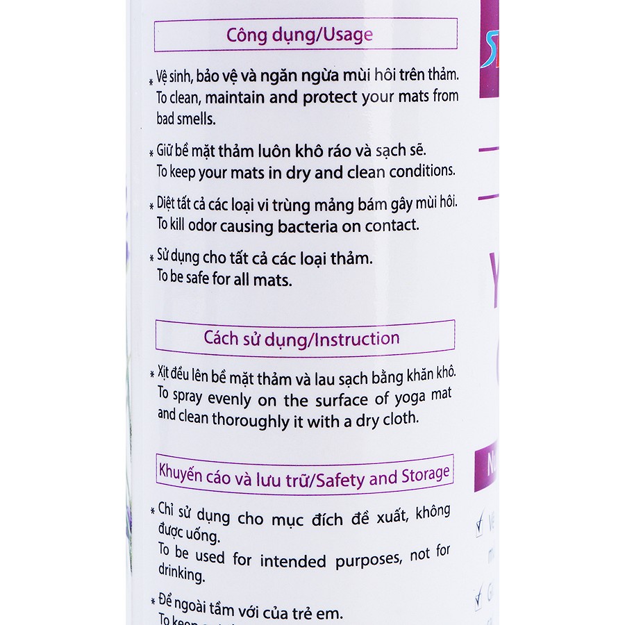 Nước Vệ Sinh Thảm Tập Yoga NA Huy Bạt 100ml Hương Lavender