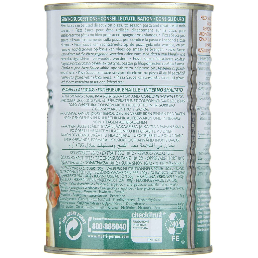 Pizza Sauce Aromatizzata Mutti 400g (Lon)