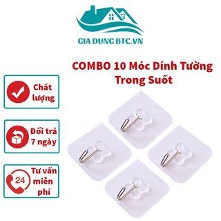 COMBO 10 Móc Dính Tường Trong Suốt Siêu Dính, Siêu Chắc, Chịu Lực 20kg l Móc Dính Mọi Bề Mặt, Hiện Đại, Tiện Ích