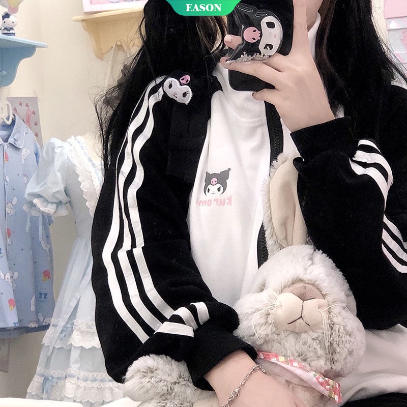Áo Khoác Bóng Chày Cổ Đứng Có Khóa Kéo In Hình Sanrio Hello Kitty My Melody Kuromi Cinnamoroll Thời Trang Xuân Thu Cho Nữ