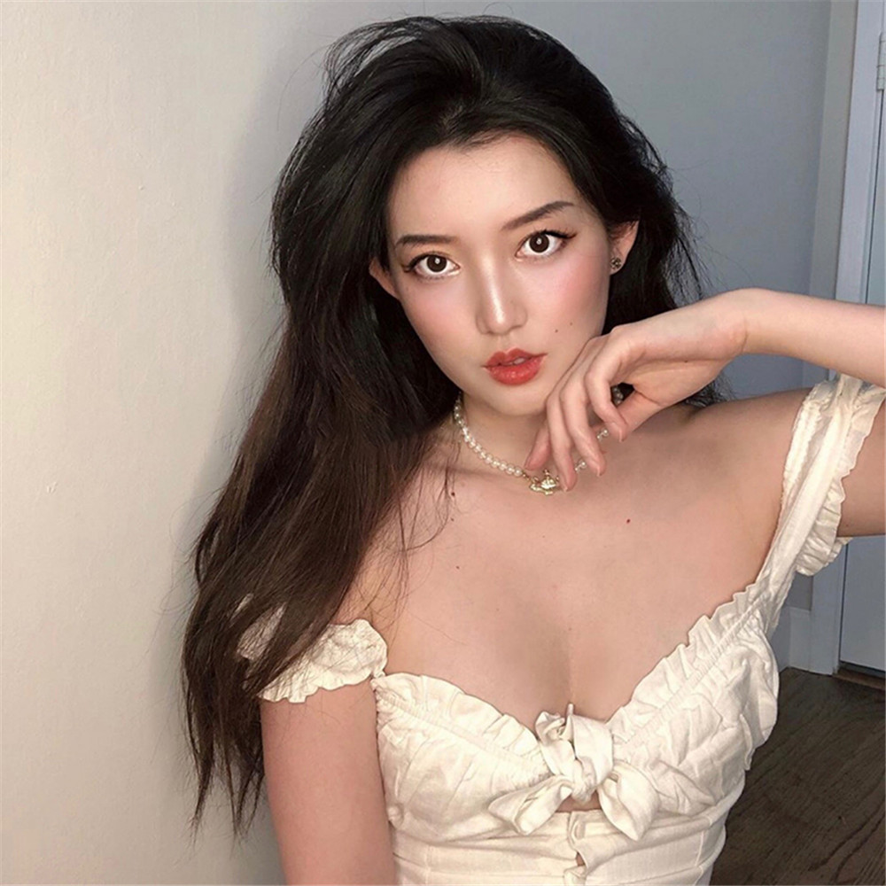 Vòng cổ choker hình hành tinh đính đá pha lê và ngọc trai giả thời trang