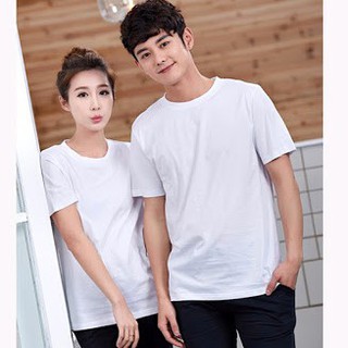 Áo thun cổ tròn, 100% cotton cao cấp, màu trắng - combo012