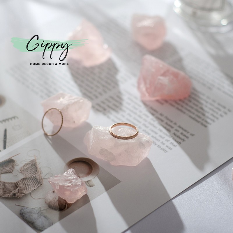 Tinh thể đá thô màu hồng mini - phụ kiện trang trí chụp hình - Gippy Decor