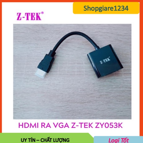 Cáp chuyển từ HDMI sang VGA ZTEK ZY053K - hỗ trợ Full HD 1080p (đen)