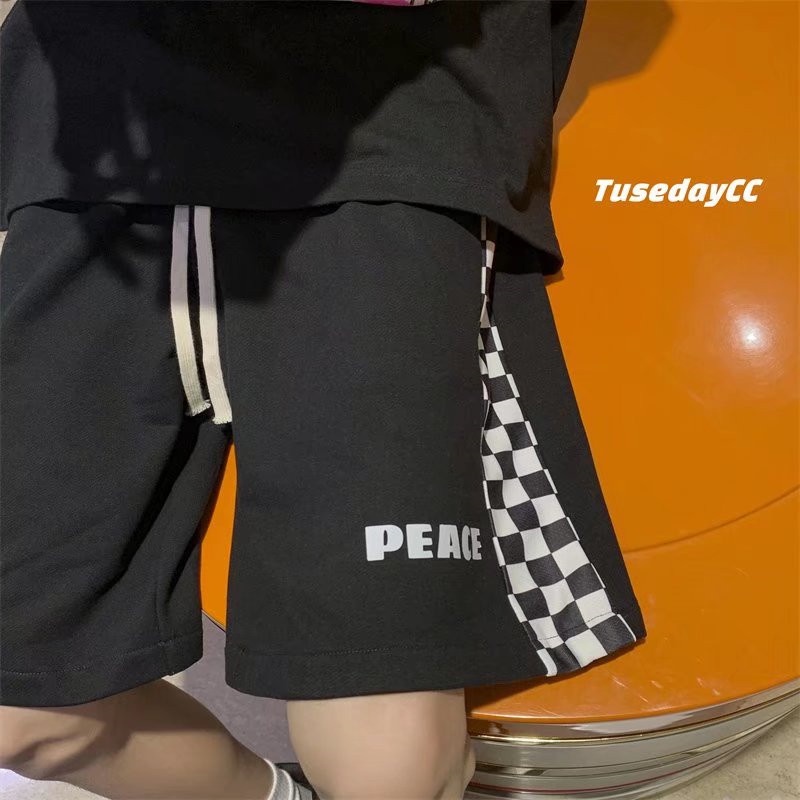 Quần ngắn ống rộng Thoải Mái Họa Tiết Kẻ Sọc Phong Cách Hip Hop Đường Phố Hàn Quốc Cỡ M-3XL Cho Nam