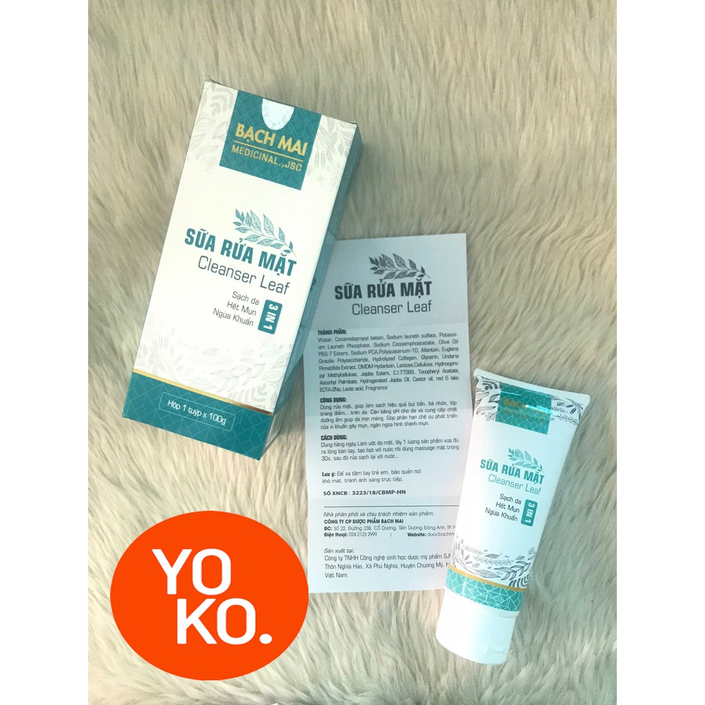 Sữa Rửa Mặt Hết Mụn Sạch Da Ngừa Khuẩn Cleanser Leaf - Yoko Pharma | BigBuy360 - bigbuy360.vn