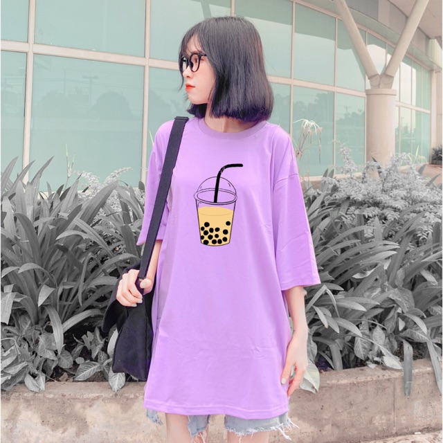 ÁO THUN TAY LỠ IN LY TRÀ SỮA SIÊU HOT - TL504