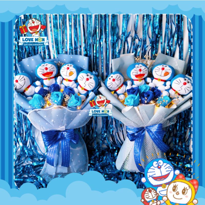 HOA VALENTINE XỐP / HOA SÁP DORAEMON KÈM THÚ BÔNG MỀM MỊN